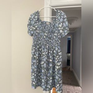 LOFT Floral U-Neck Puff Sleeve Dress - medium